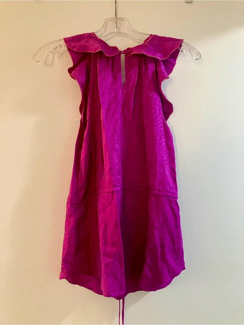 Rebecca Taylor Pure Silk Purple Ruffled Top